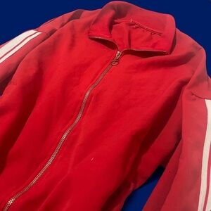 Vintage 90s Red tracksuit jacket with white stripes